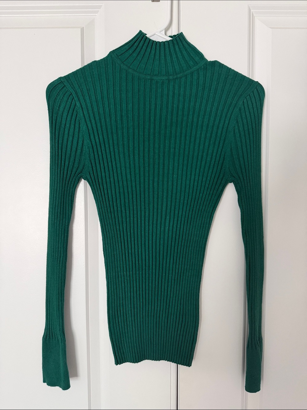 LOFT Emerald Green Ribbed Mock Neck Sweater